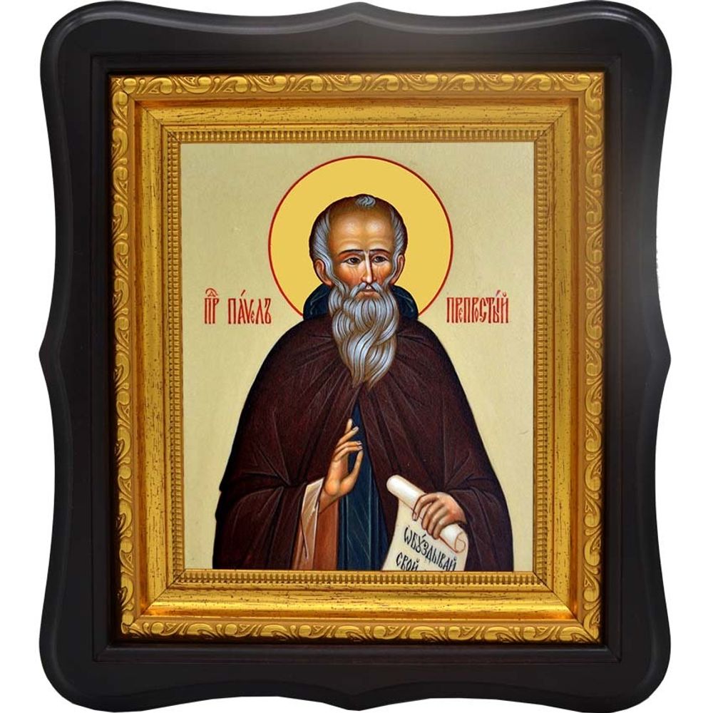 Павел Препростый преподобный. Икона на холсте.