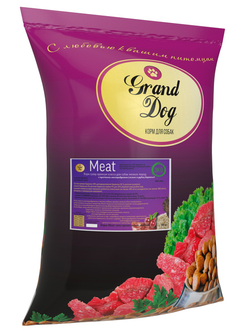 Grand dog корм сухой для взрослых собак мелких пород кролик, говядина мясо