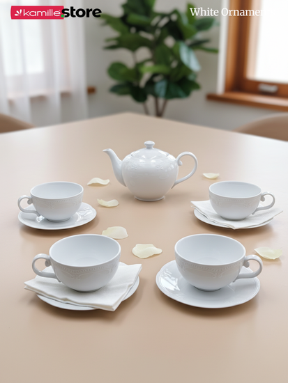 Чайный набор 250 мл. 12 предметов, фарфор, "White Ornaments"