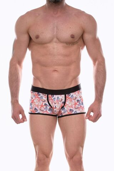 Мужские трусы-боксеры с принтом в виде ракушек (Размер: M) (Цвет: белый)