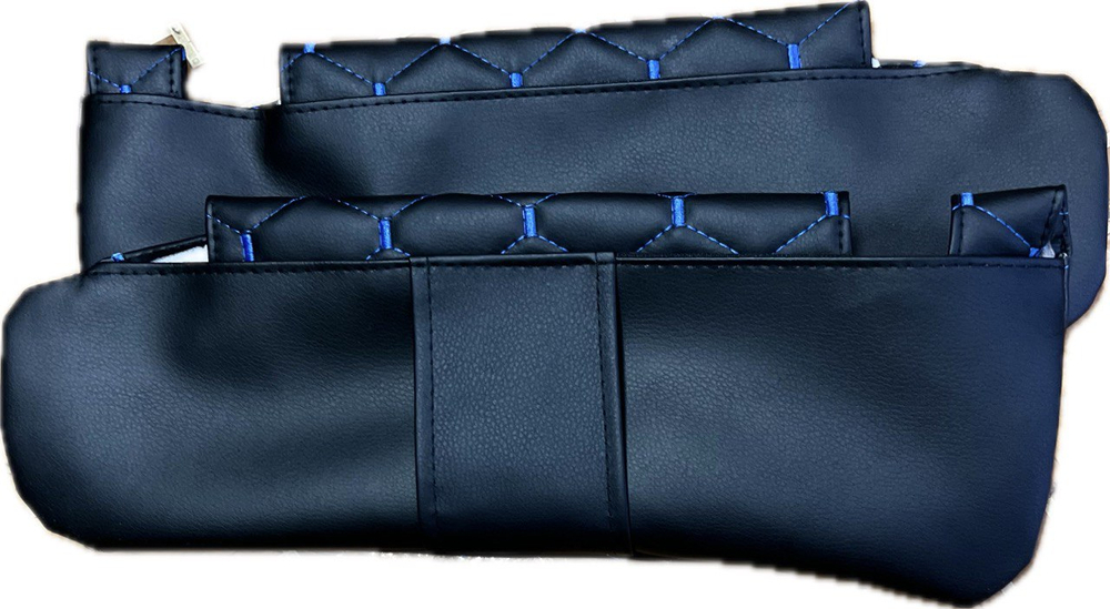 Чехлы на козырьки ЛАДА Ларгус, РЕНО Логан, Дастер, Сандеро (синяя нить Рубин)