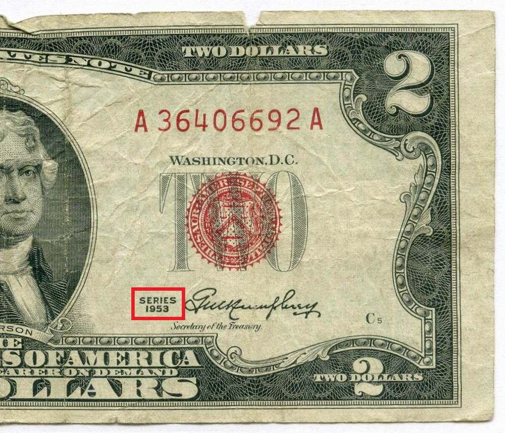 Банкнота США 2 доллара 1953 A 36406692 A. G-
