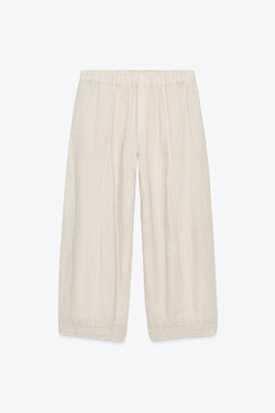 ZARA ЛЬНЯНЫЕ БРЮКИ — ZW COLLECTION, СВЕТЛО-БЕЖЕВЫЙ