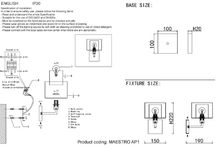 Бра Crystal Lux Maestro AP1 Gold