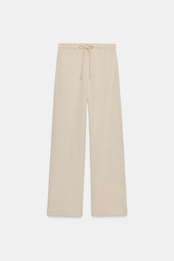 ZARA МЯГКИЕ ШИРОКИЕ БРЮКИ, ПЕСОЧНЫЙ