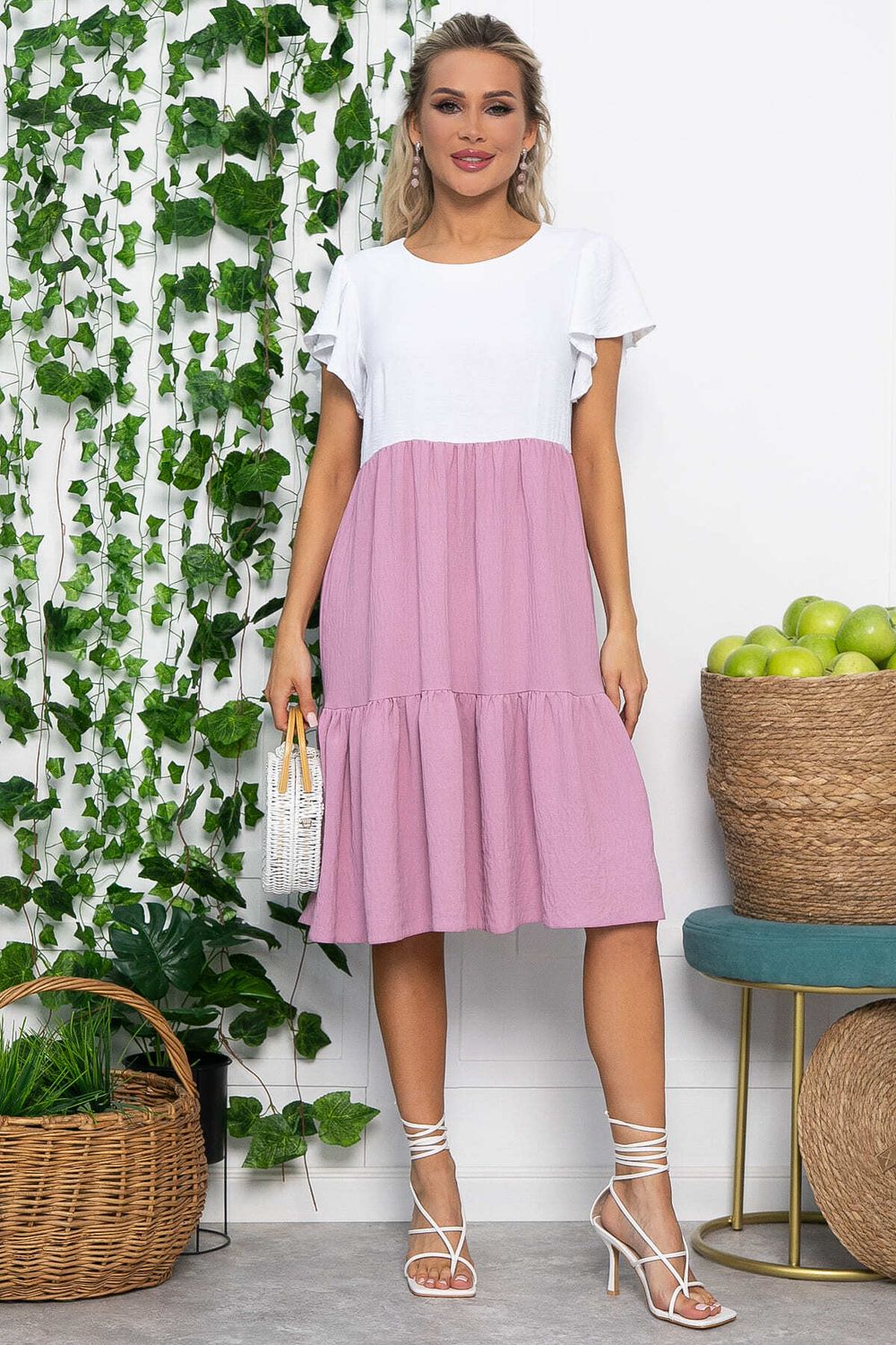 Платье Ветер перемен (бело-розовое) П13586-4М LT Collection