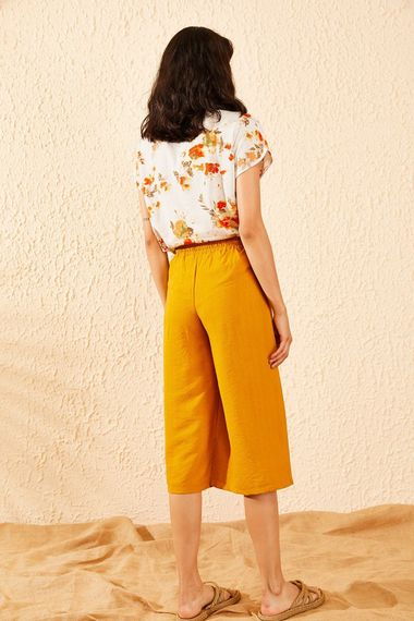 Qadın üçün xardal rəngli midi şort 10081018