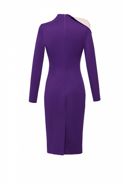 Трикотажное платье-футляр с воротником в виде розы 02-02-21 FW