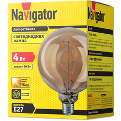 Лампа светодиодная Эдисона Navigator F-G125 4Вт Е27 2700К 33960
