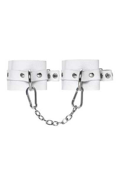 Белые мягкие кожаные наручники с люверсами (Цвет: белый)