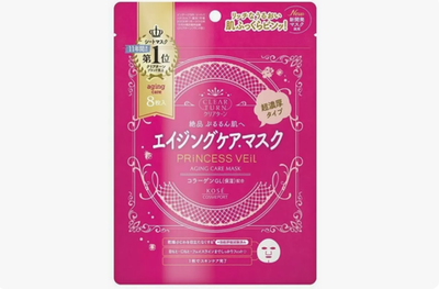 Маска для лица тканевая омолаживающая хлопковая 5-в-1 с фруктово-цветочным ароматом 8 шт KOSE Cosmeport Clear Turn Princess Veil Aging Care Mask