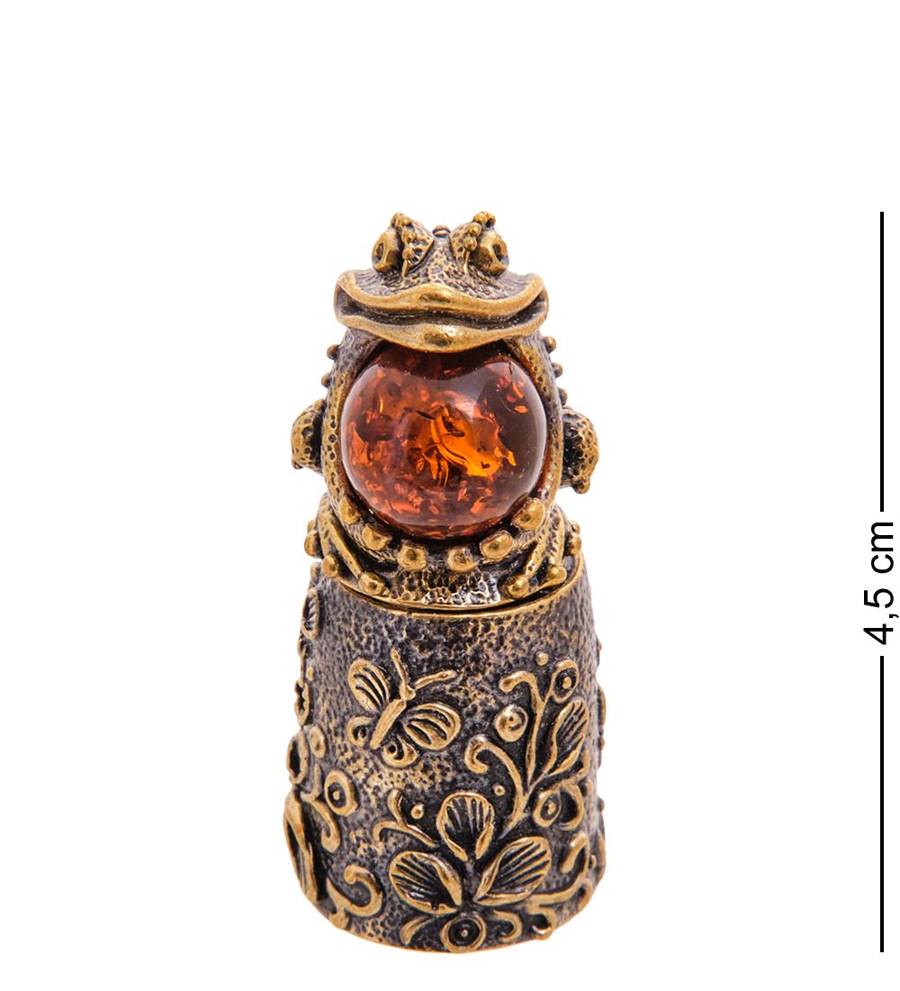 AM-3553 Наперсток «Лягушка» (латунь, янтарь)
