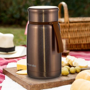 Термос пищевой 800 мл. Kamille KM 2148 из нержавеющей стали с ложкой и ремешком