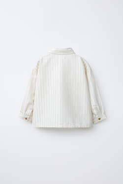 ZARA КУРТКА-РУБАШКА В ПОЛОСКУ, ЭКРЮ