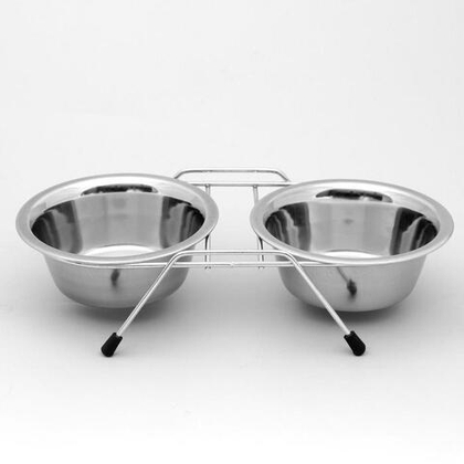 ECOPET Миски металлические на подставке, 2*480 мл