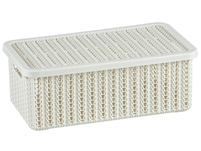 Корзина 3л Вязание с крышкой, белый ротанг