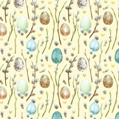 пасхальный принт на светло-желтом