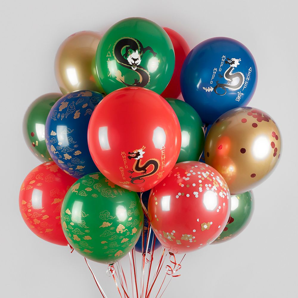 Шар (12''/30 см) Дракон на Удачу, Ассорти, пастель, 5 ст, 25 шт.