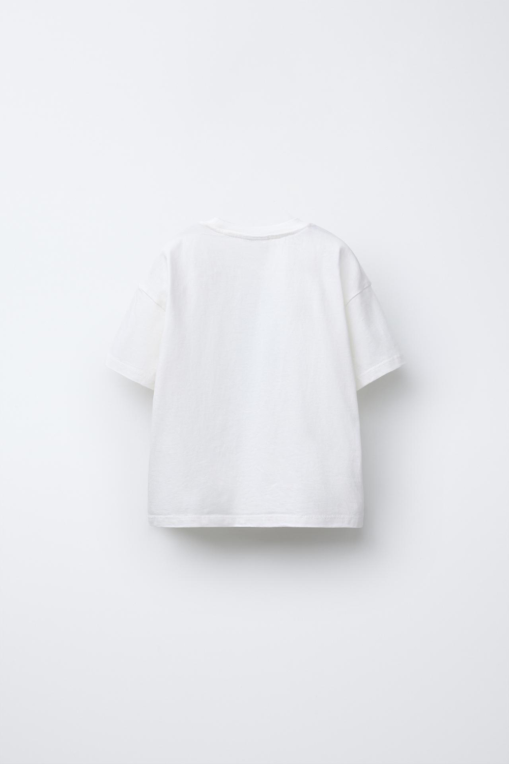 ZARA ФУТБОЛКА С ПРИНТОМ, ЖЕЛТОВАТО-БЕЛЫЙ