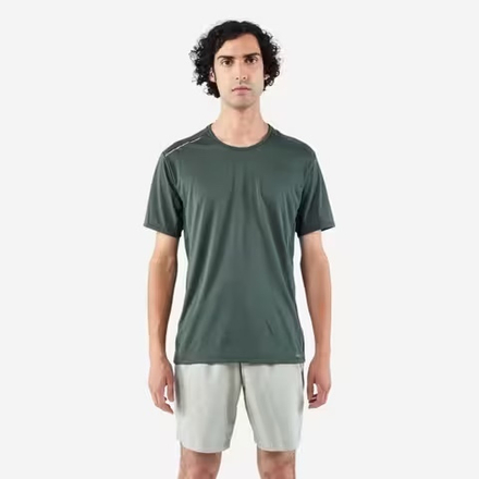 DECATHLON ФУТБОЛКА ДЛЯ БЕГА DRY, ТЕМНО-ЗЕЛЕНЫЙ