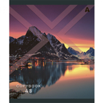 Тетрадь 48л., А5, клетка, Alingar "Необычный пейзаж", скрепка, мелованый картон ( стандарт), блок офсет, 5 дизайнов в пленке т/у