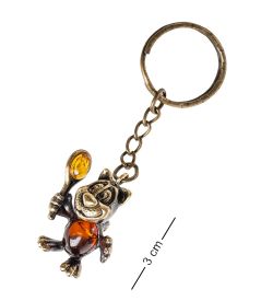 AM- 801 Брелок «Барсик теннесист» (латунь, янтарь)