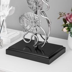 Настольная лампа Monstera Deliciosa (Монстера) Черный Античное серебро с абажуром Сити Черный