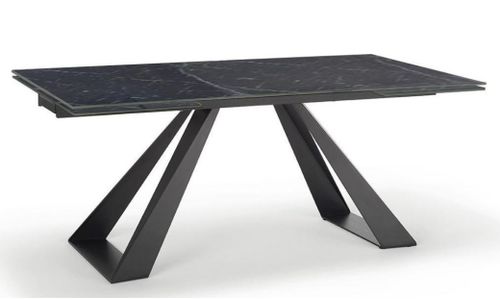 Стол FONDI 180 MARBLES NERO KL-116 Черный мрамор матовый, итальянская керамика/ черный каркас