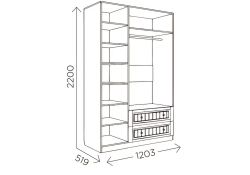 Шкаф Майя М-08 дуб баррик светлый / крем брюле трехдверный
