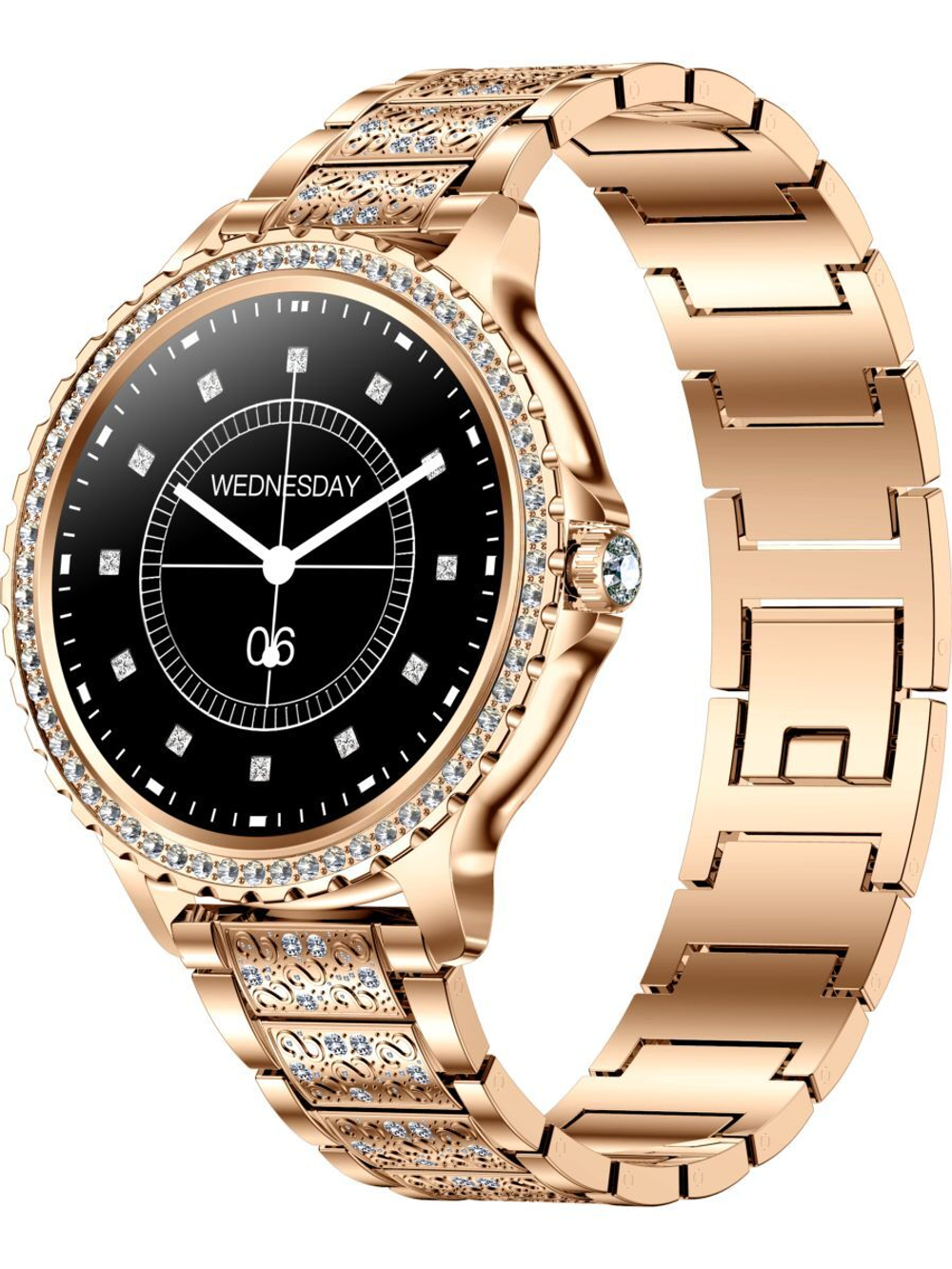 Смарт часы PARASMART Eva i58 (блочный браслет со стразами, золотистый)