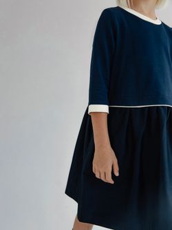Платье с кантом ТЕМНО-СИНИЙ