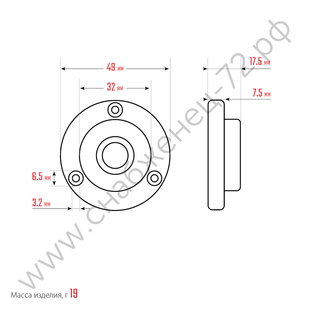 KRAFTOOL BULL'S EYE (БЫЧИЙ ГЛАЗ), d 49 мм, поверхностный магнитный уровень (34789)