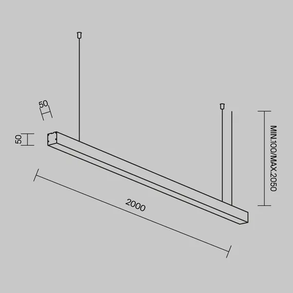 Линейный светильник подвесной 3000K 50x50 30 Вт (Черный, 1,5 м) LL312029 Technical ll312029