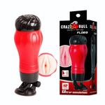 Мастурбатор-вагина в тубе FLORA с вибрацией (Цвет: черный с красным)