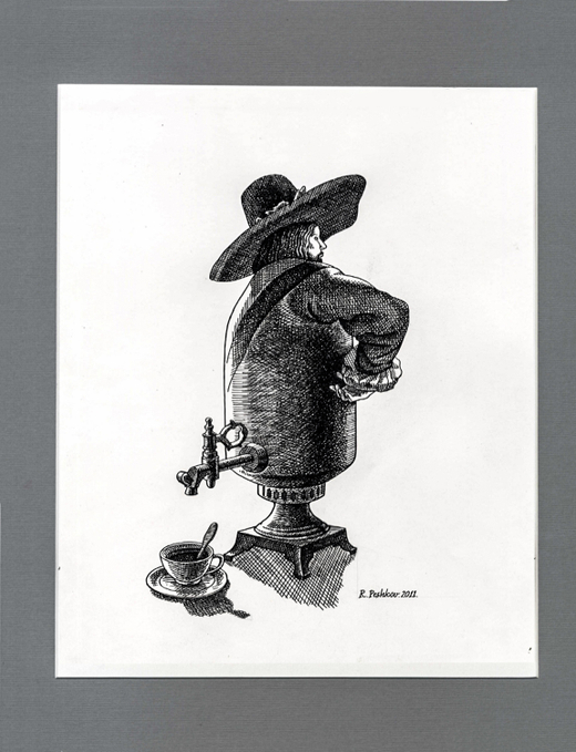 Пешков Р.В. Чаепитие. Бумага, тушь, перо. Россия. 2011 г.
