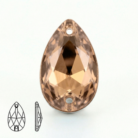 Пришивные стеклянные стразы (Aurum Mine Gold / Аурум Майн Голд, форма “капля” / Teardrop)