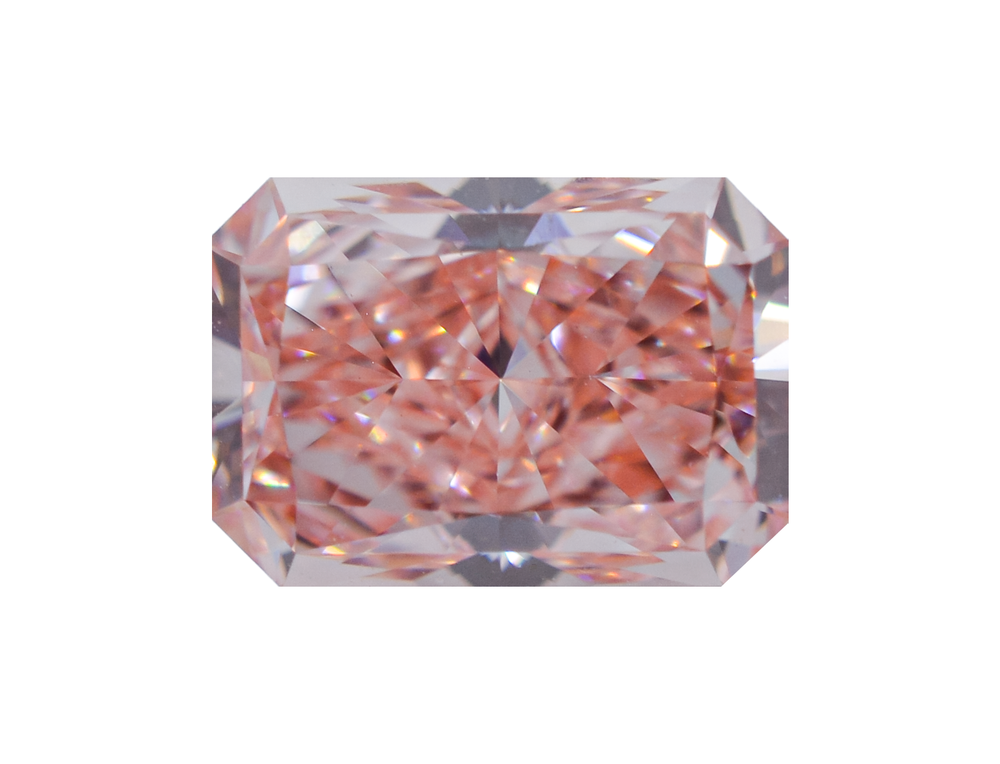 Лабораторно-выращенный бриллиант радиант 7.90 х 5.50 х 3.91 мм FancyVIVID PINK/VVS2 1.52 ct