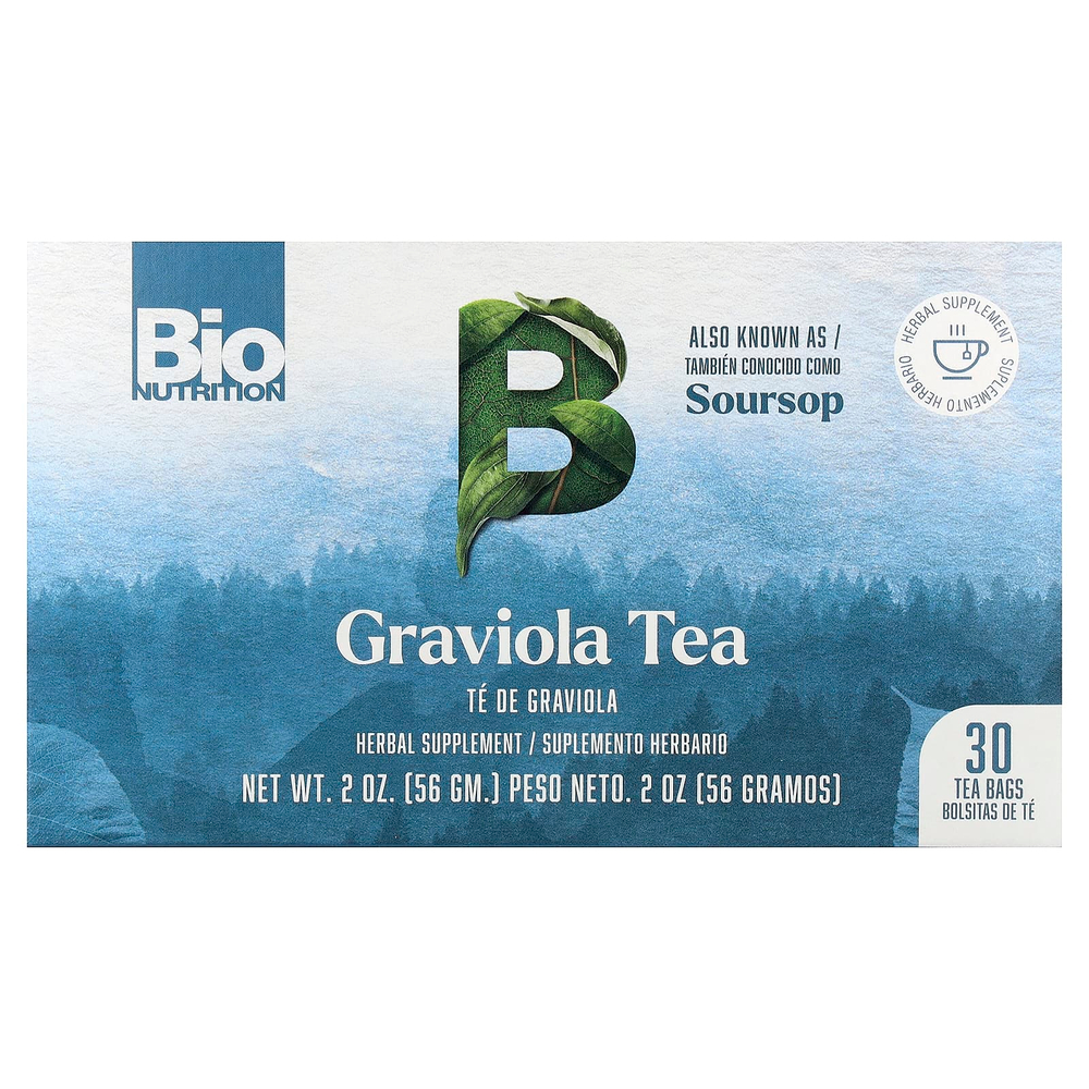 Bio Nutrition, чай гравиола, без кофеина, 30 чайных пакетиков, 56 г (2 унции)