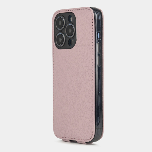Чехол для iPhone 15 Pro из кожи козы, пудрового цвета