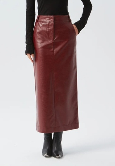 Юбка миди из экокожи