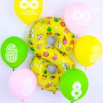 Шар (34"/86 см) Цифра, 8 Веселые картинки, Желтый 1 шт.