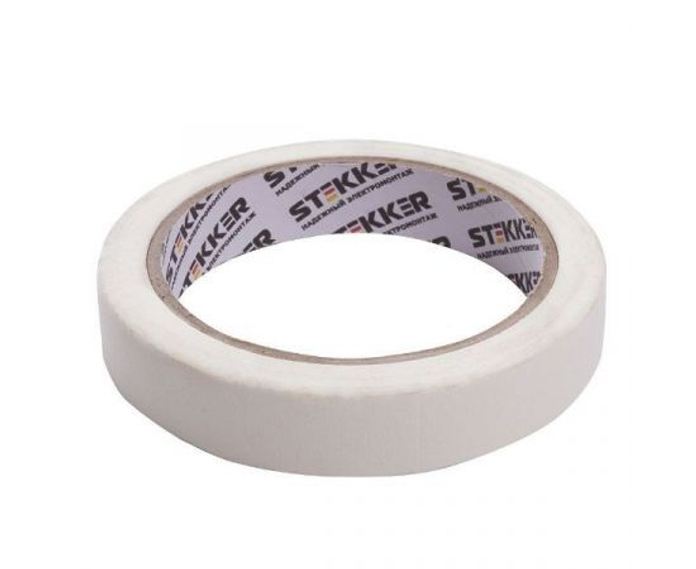 Малярная лента 18 мм, длина 40 м, на бумажной основе, белый Stekker INTP7-18-40 39153, Упаковка 12 штук