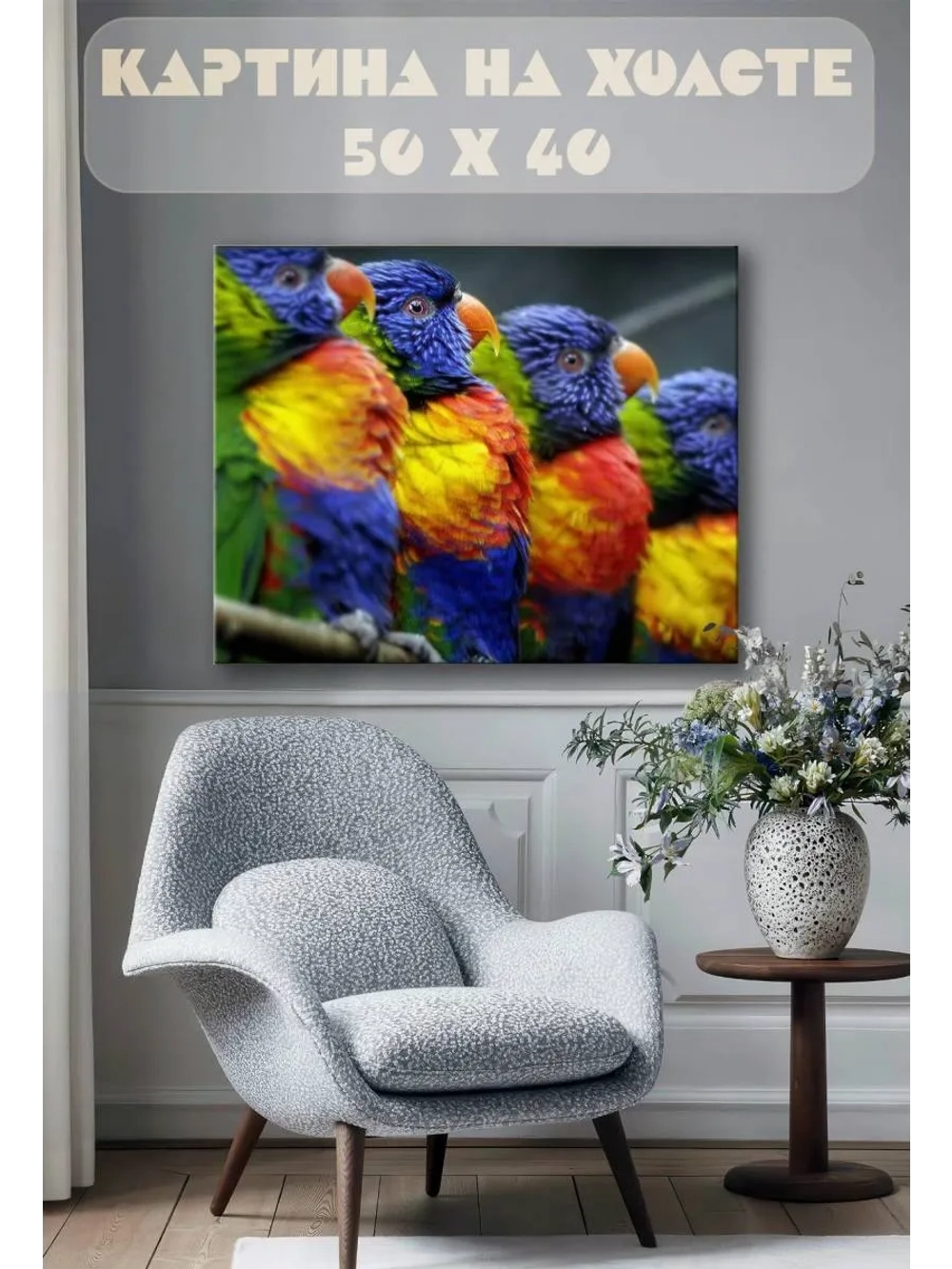 Картина на стену 40 X 50 Попугаи
