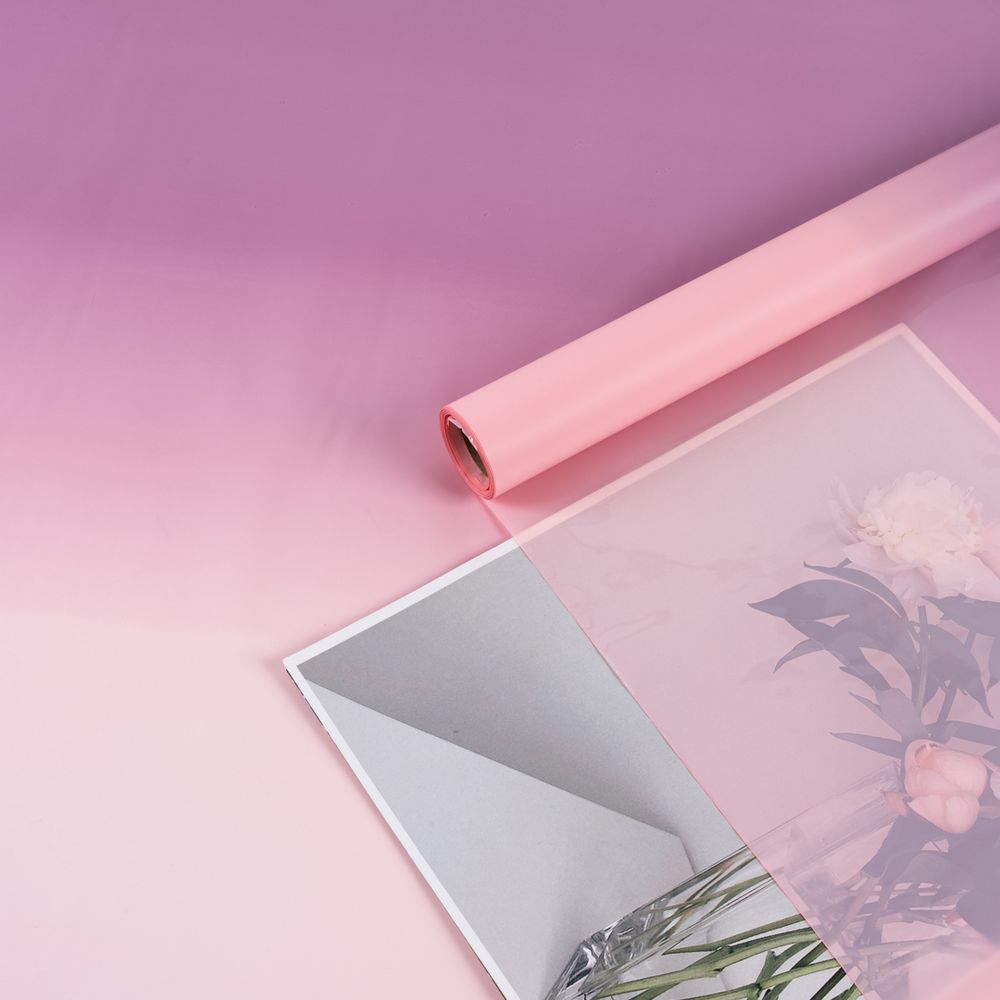 Пленка матовая/глянцевая "Gradient Flow" 58см*10м Розовая/Черничная