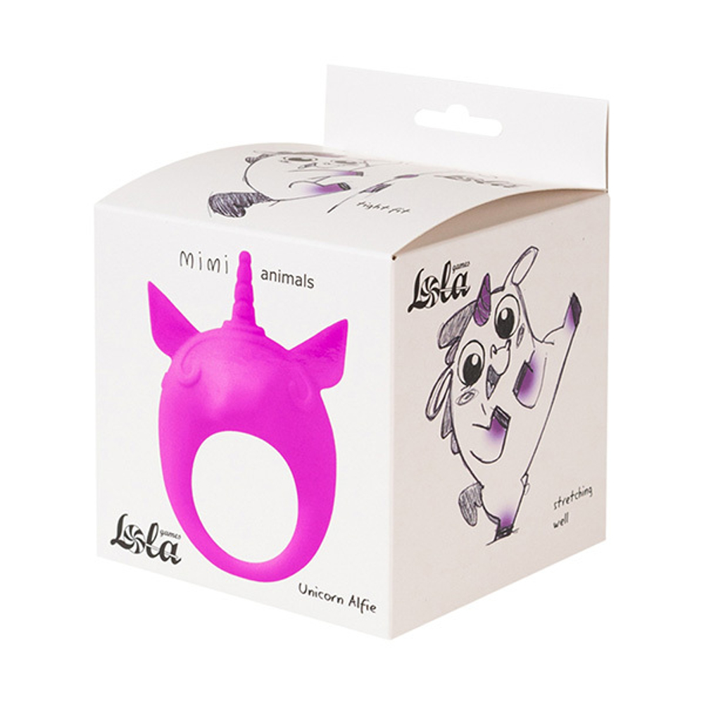 Фиолетовое эрекционное кольцо 3,5см с вибрацией Lola Games Mimi Animals Unicorn Alfie Purple 7000-16lola