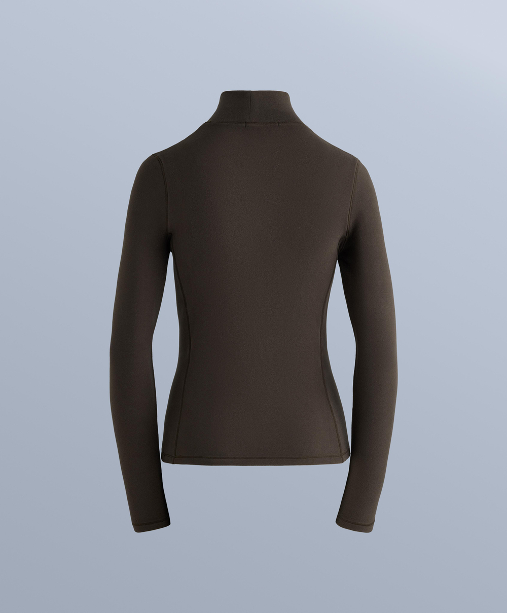 Oysho Термофутболка флисовая Base Layer с высоким воротом, темно-коричневый