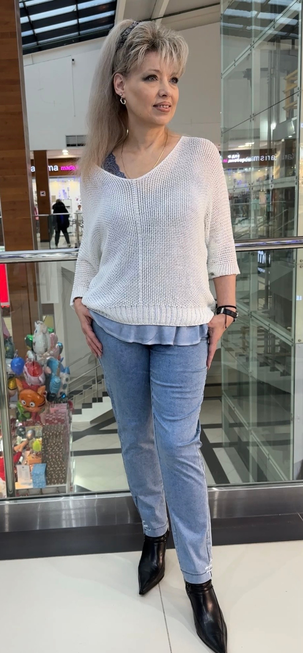 Белый итальянский блузон-сетка