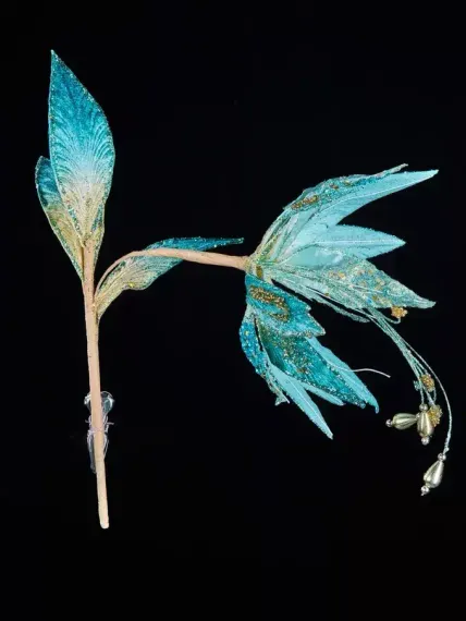 Декоративный цветок Стерлиции 41 см., бирюзовый, на клипсе, Christmas DeLuxe (88966)