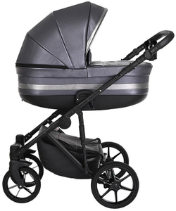 Детская коляска Pituso Luna Luxury 2 в 1 Кожа 10210 Silver Dark Grey