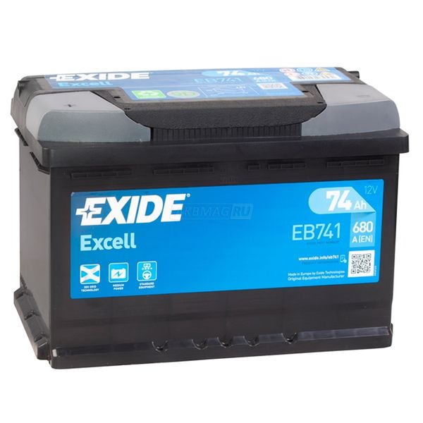 Аккумулятор автомобильный EXIDE Excell EB741 (74L) 680 А прям. пол. 74 Ач